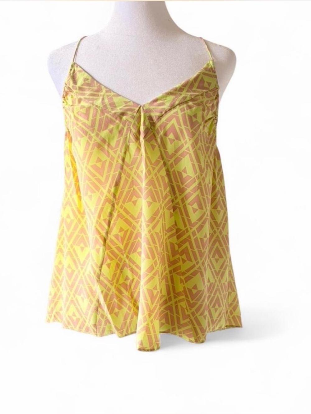Rebecca Taylor Yellow & Pink Geometric Silk Camisole